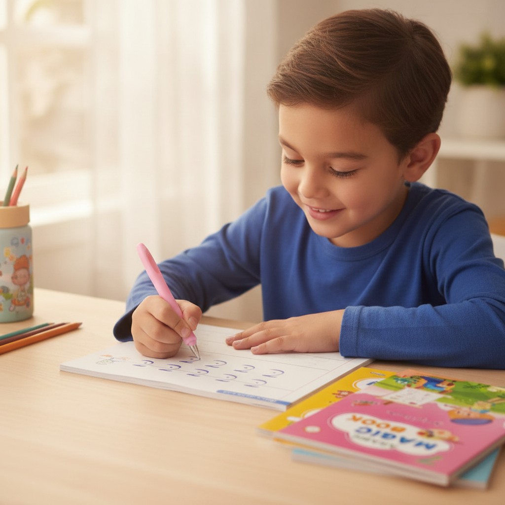 Cahier de Calligraphie Arabe Réutilisable pour Enfants(couleur et design aléatoire) - Marjane Mall - Image 4