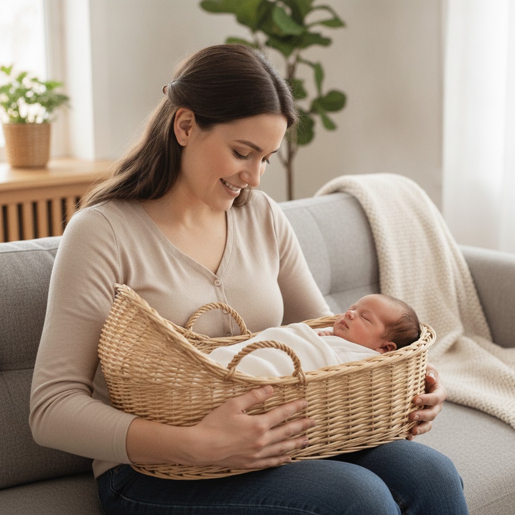 Panier bébé en osier tressé à la main pour se détendre(couleur et design aléatoire) - Marjane Mall - Image 4