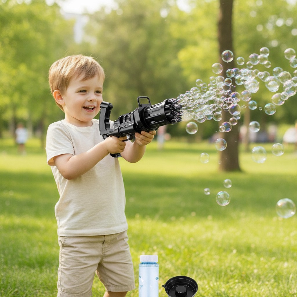Pistolet à bulles jouet d activité de plein air automatique pour enfants(couleur et design aléatoire) - Marjane Mall - Image 4
