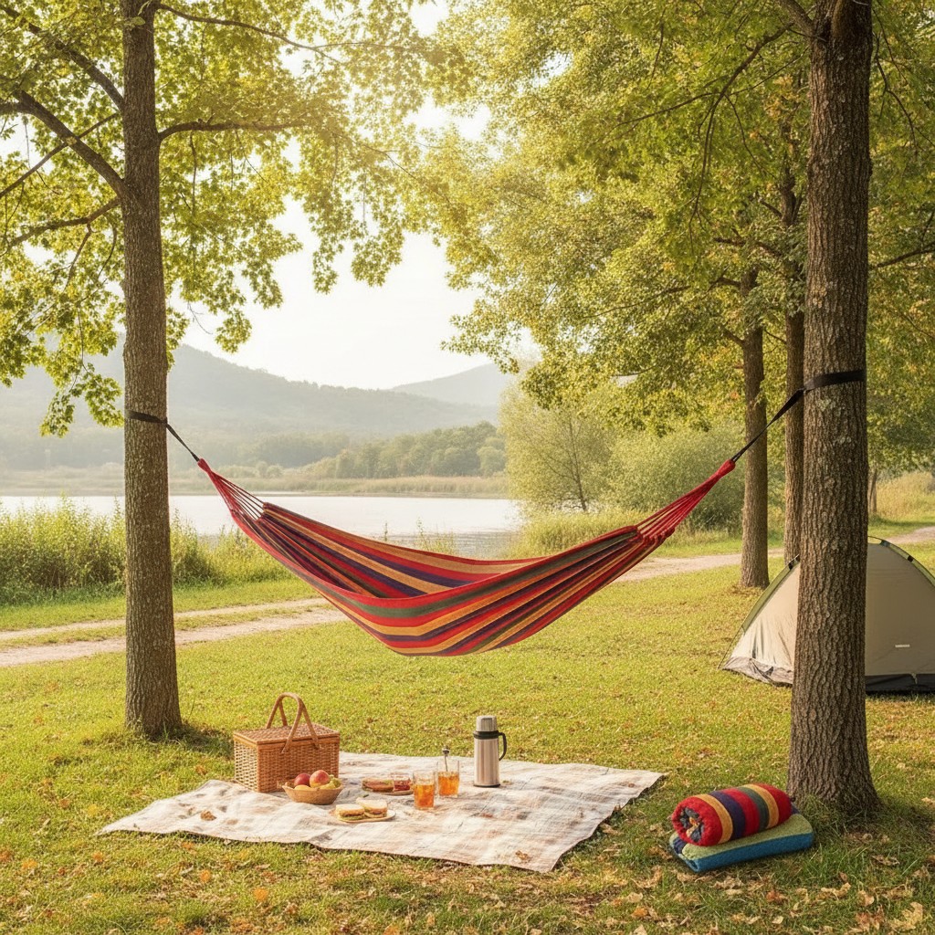 Hamac pour Camping Pique Nique Lit Suspendu Confortable (couleur et design aléatoire) - Marjane Mall - Image 3