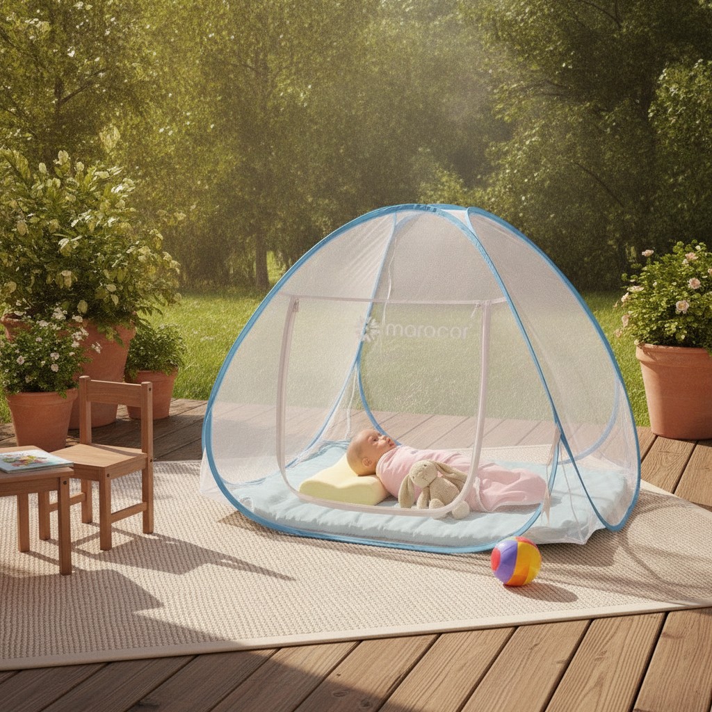 Grande Moustiquaire Pop-Up Autoportante (150x120cm) – Protection Totale pour Lit d'Enfant et Aire (couleur et design aléatoire) - Marjane Mall - Image 3
