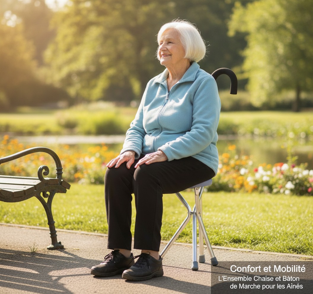 Confort et Mobilité L'Ensemble Chaise et Bâton de Marche pour les Aînés(couleur et design aléatoire) - Marjane Mall - Image 4