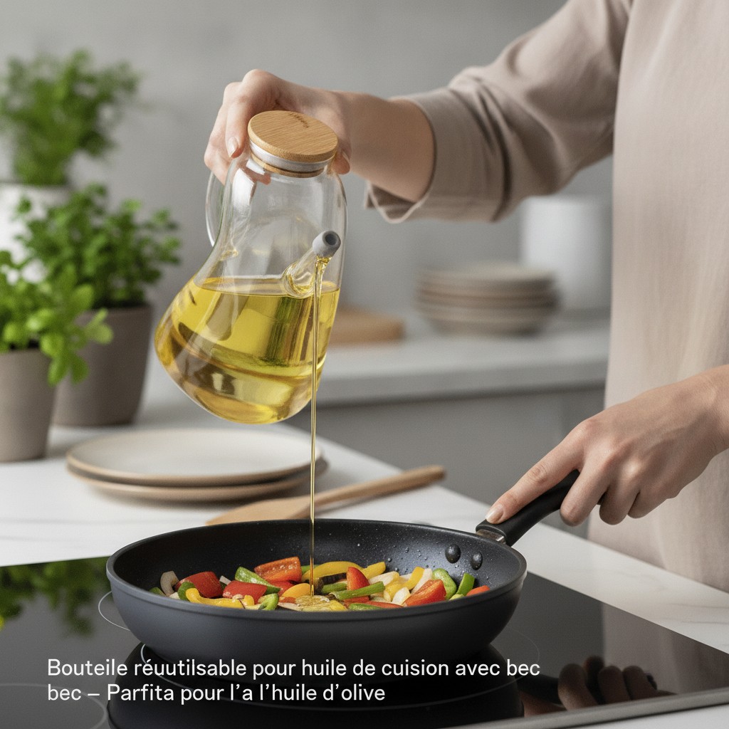 Bouteille réutilisable pour huile de cuisson avec bec – Parfaite pour l'huile d'olive.(couleur et design aléatoire) - Marjane Mall - Image 4