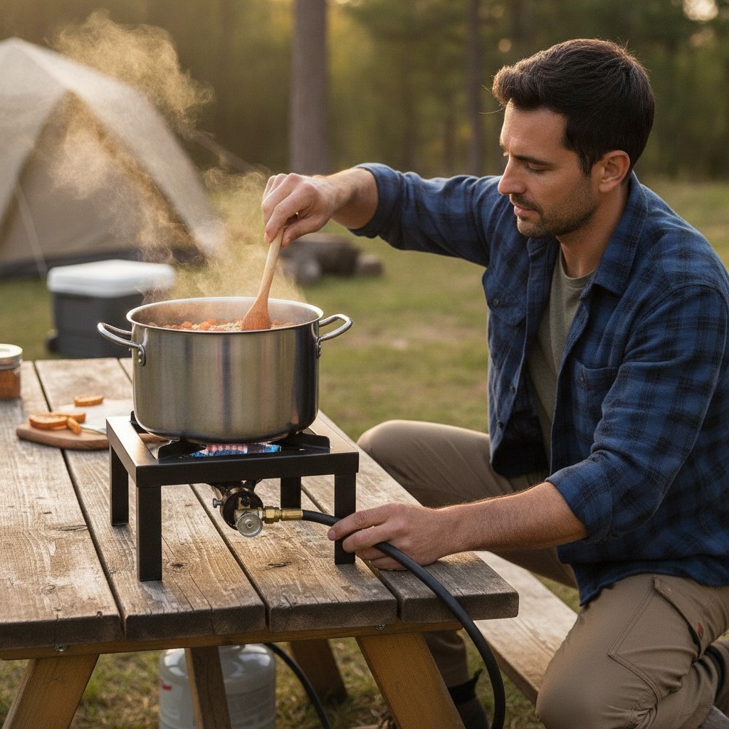 Réchaud à gaz portable Cuisine en plein air sans compromis sur la sécurité(couleur et design aléatoire) - Marjane Mall - Image 4