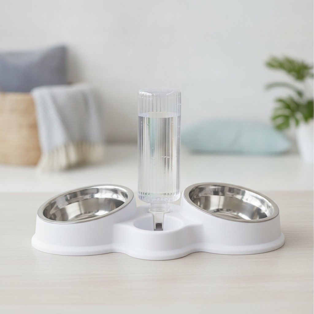 3- en-1 pour Chats et Chiens , Nourriture et Distributeur Automatique d'Eau à Portée de Patte(couleur et design aléatoire) - Marjane Mall - Image 2