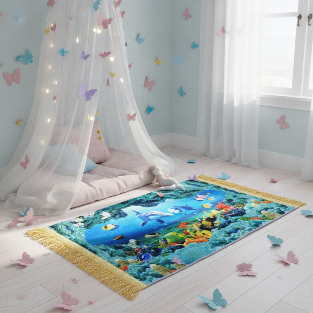 Tapis décoratif avec papillons pour une touche magique(couleur et design aléatoire) - Marjane Mall - Image 3