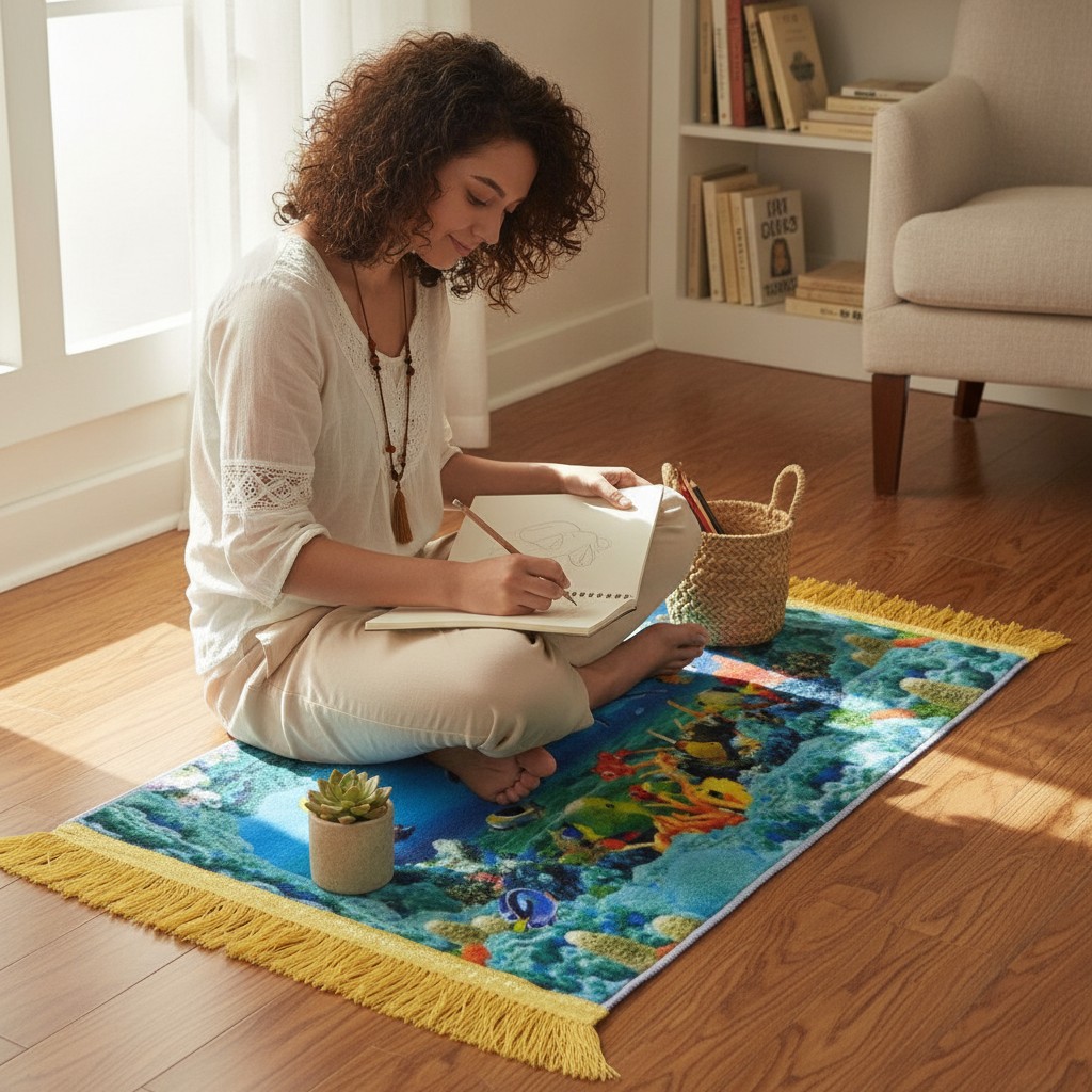 Tapis décoratif avec papillons pour une touche magique(couleur et design aléatoire) - Marjane Mall - Image 4