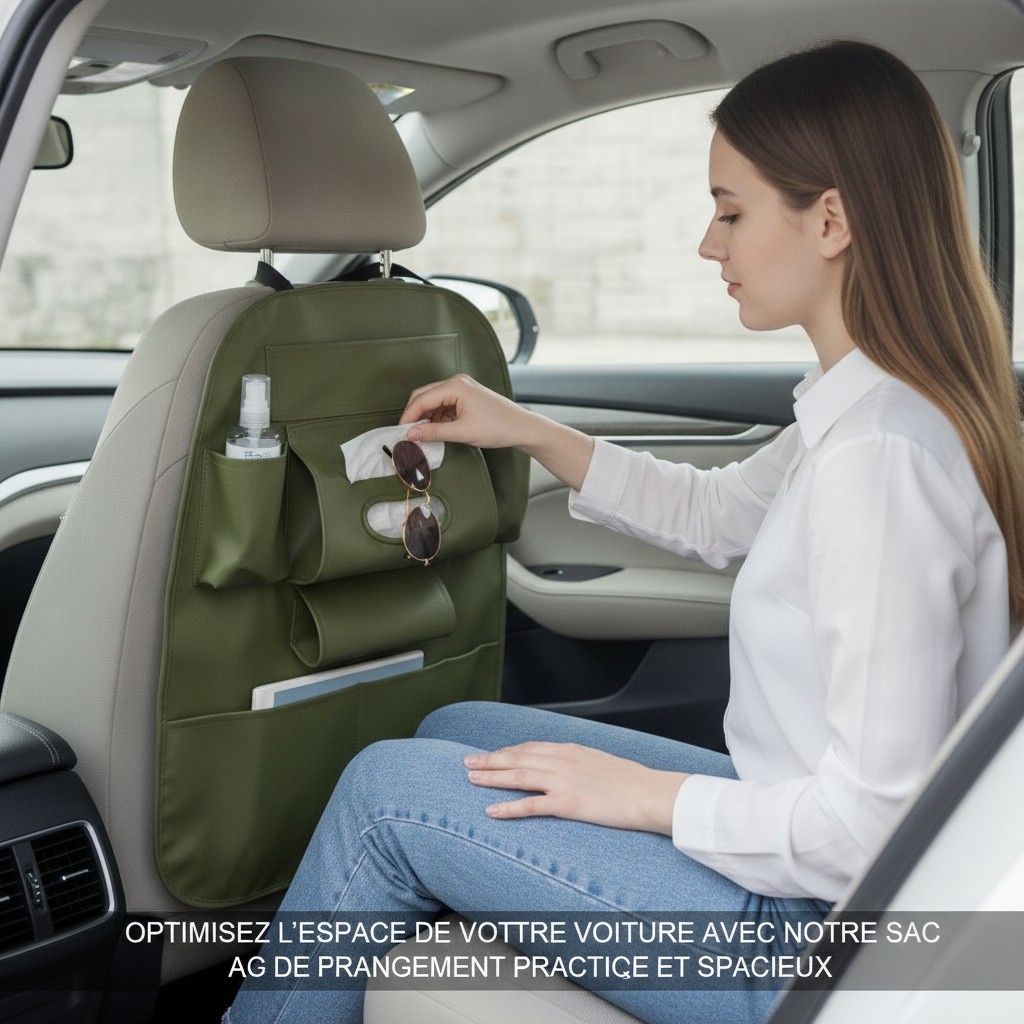 Optimisez l'espace de votre voiture avec notre Sac de Rangement de Siège Pratique et Spacieux(couleur et design aléatoire) - Marjane Mall - Image 4