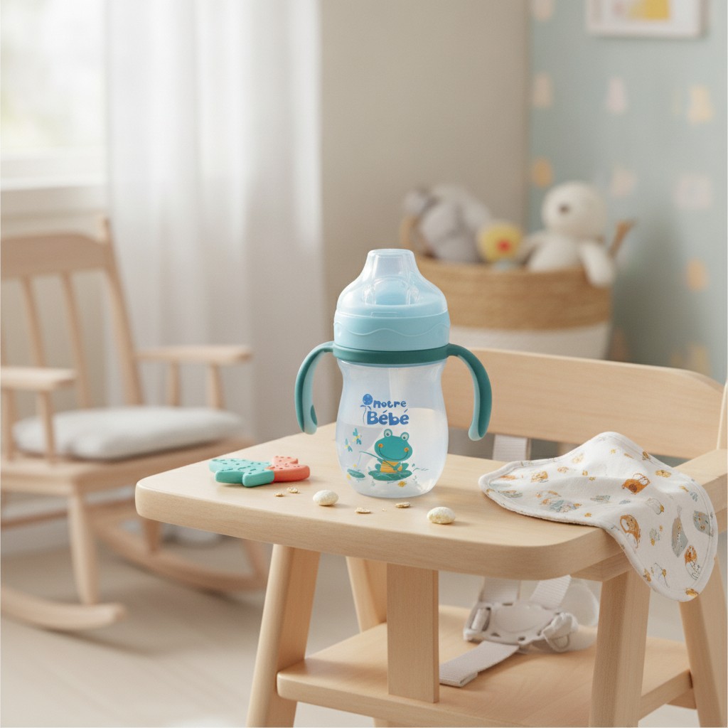 Biberon de lait Portable pour Enfants avec Paille et Poignées Doubles 270 ml(couleur et design aléatoire) - Marjane Mall - Image 3