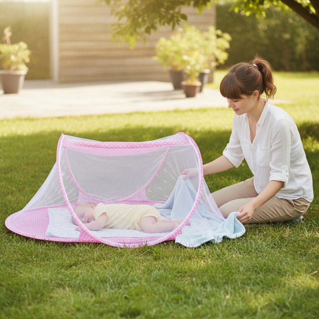 Lit pour nourrisson avec moustiquaire pour matelas pour enfants(couleur et design aléatoire) - Marjane Mall - Image 4