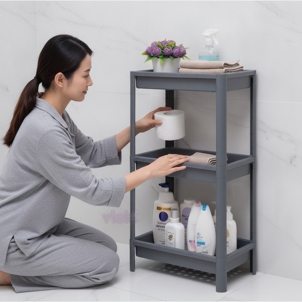 Étagère de Cuisine et Salle de Bain en Plastique à 3 Niveaux(couleur et design aléatoire) - Marjane Mall - Image 4