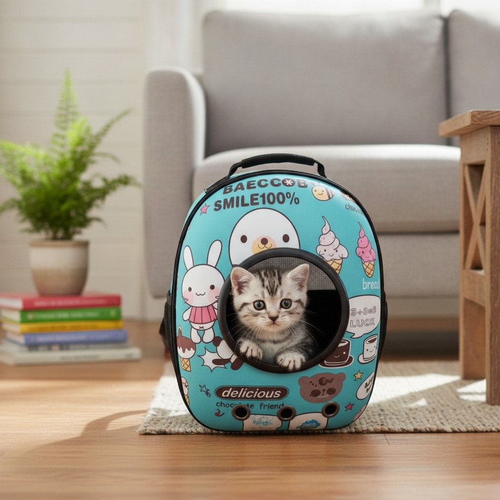 Sac à Dos Polyvalent pour Petits Animaux de Compagnie, pour chiens et chats(couleur et design aléatoire) - Marjane Mall - Image 3