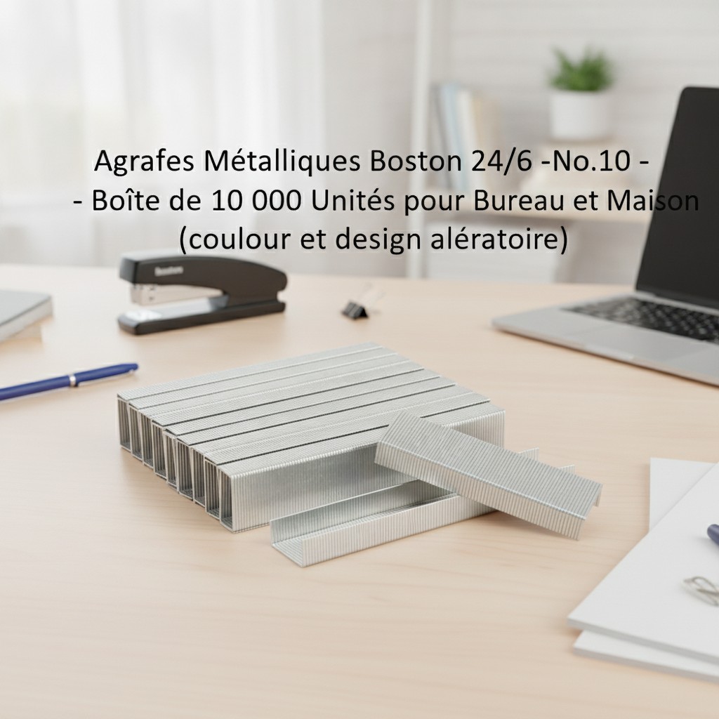Agrafes Métalliques Boston 24/6 -No.10 - Boîte de 10 000 Unités pour Bureau et Maison(couleur et design aléatoire) - Marjane Mall - Image 3