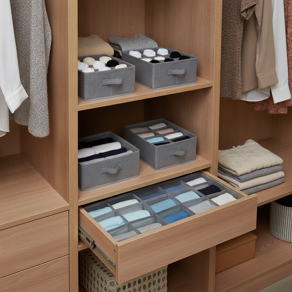 Ensemble de 3 organisateurs pratiques pour chaussettes, sous-vêtements et accessoires(couleur et design aléatoire) - Marjane Mall - Image 4