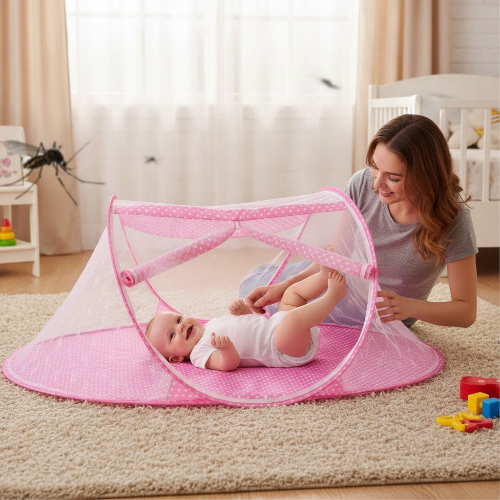 Lit pour nourrisson avec moustiquaire pour matelas pour enfants(couleur et design aléatoire) - Marjane Mall - Image 4