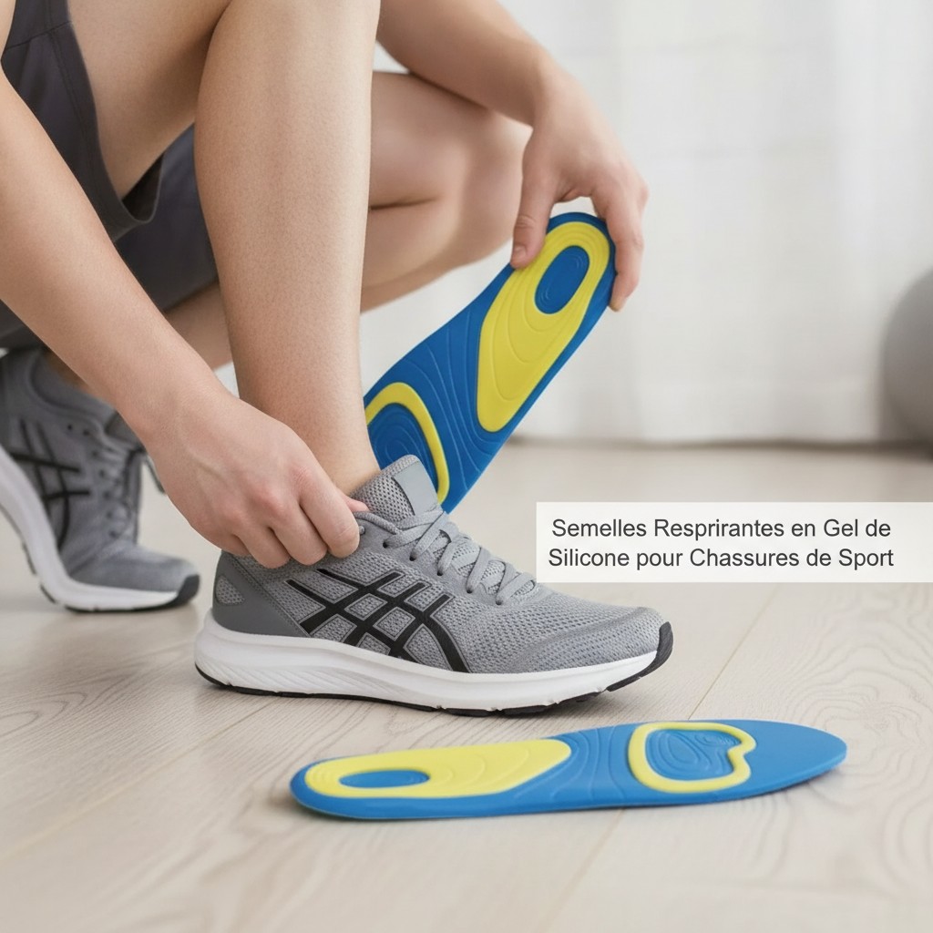 Semelles Respirantes en Gel de Silicone pour Chaussures de Sport(couleur et design aléatoire) - Marjane Mall - Image 4