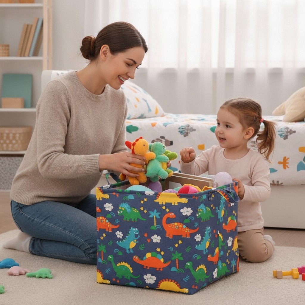 Grand panier de rangement motif canard, idéal pour jouets, linge et organisation de chambre(couleur et design aléatoire) - Marjane Mall - Image 4