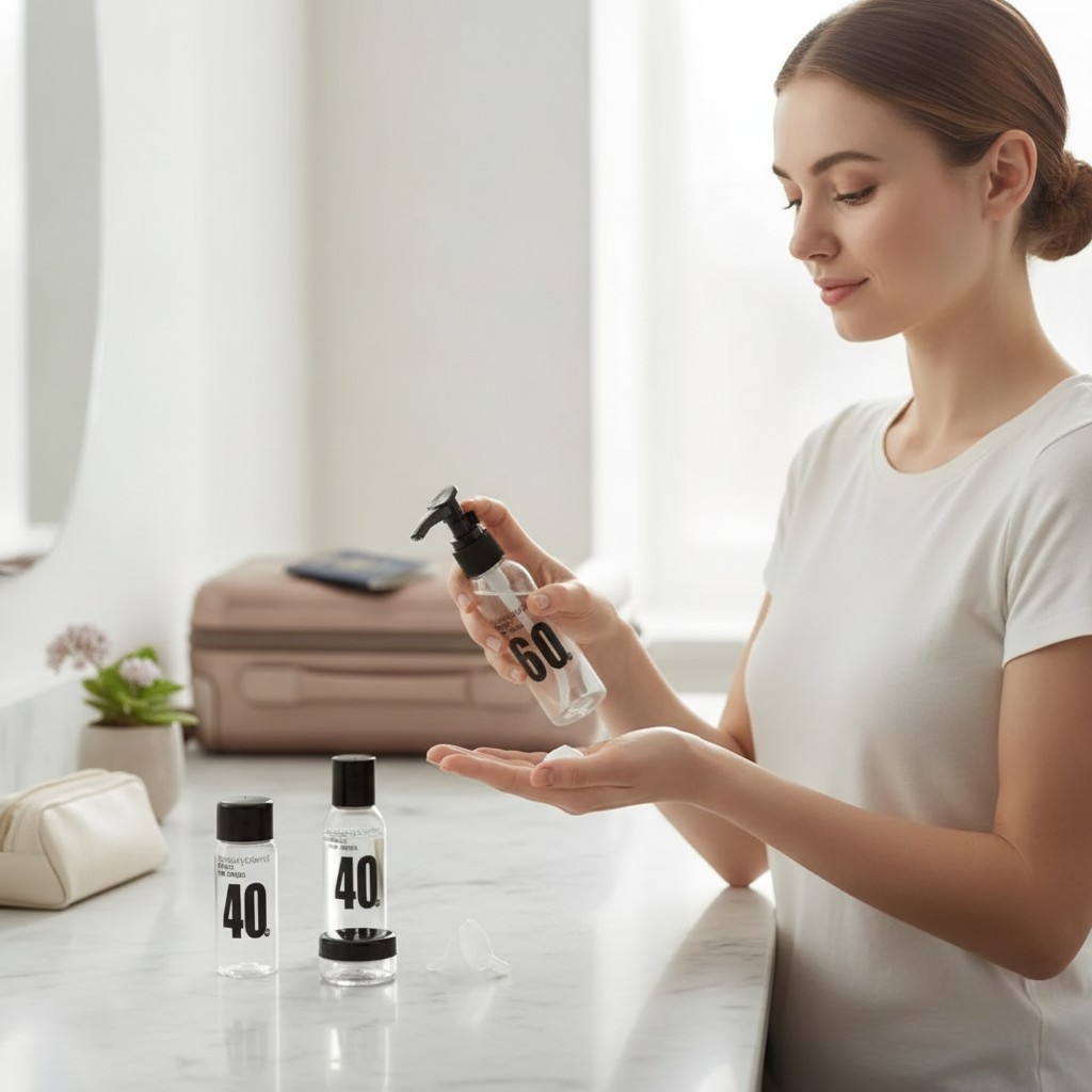 Kit de Flacons de Voyage – Set d’Bouteilles Vides Rechargeables pour Cosmétiques et Shampoing(couleur et design aléatoire) - Marjane Mall - Image 4