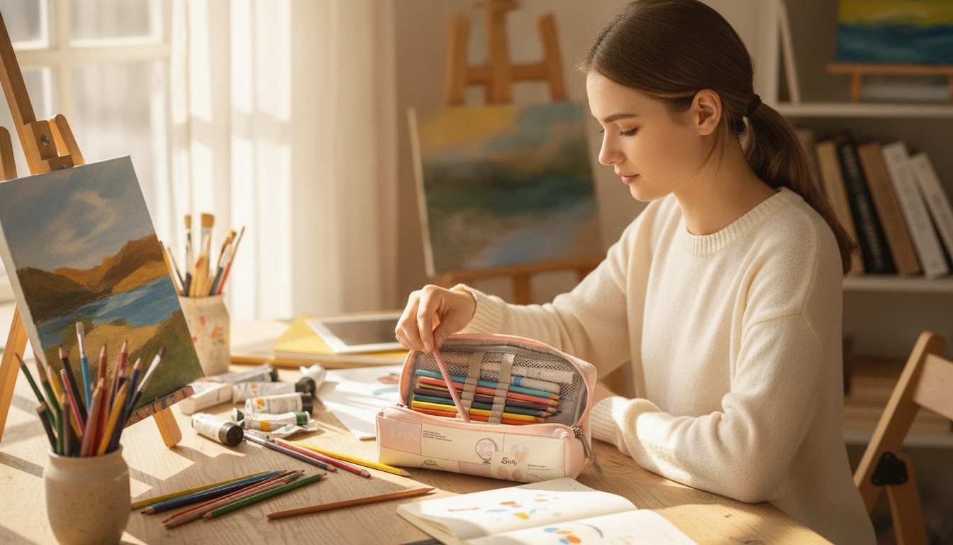 Trousse scolaire organisatrice avec fournitures de dessin(couleur et design aléatoire) - Marjane Mall - Image 4