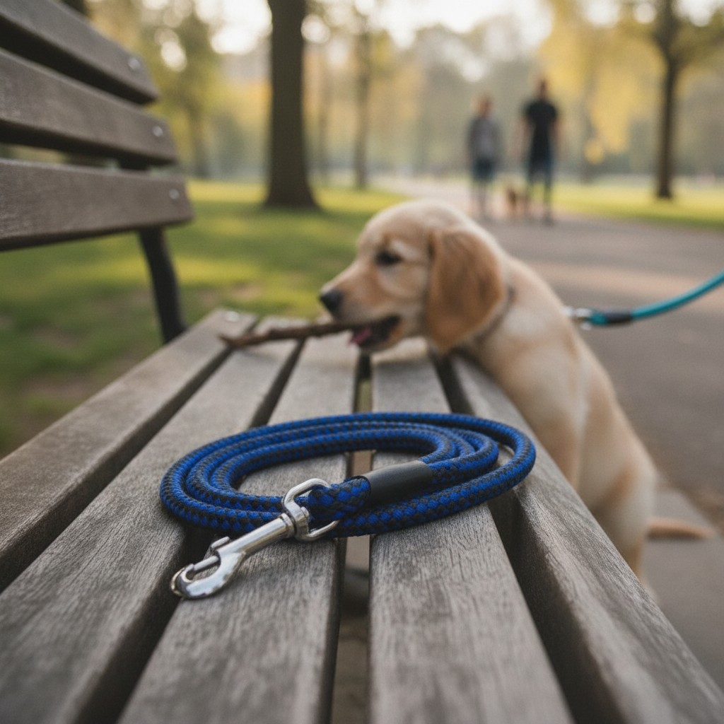 Laisse pour chien en corde - Laisse de promenade résistante en nylon tressé bleu et noir  .(couleur et design aléatoire) - Marjane Mall - Image 3