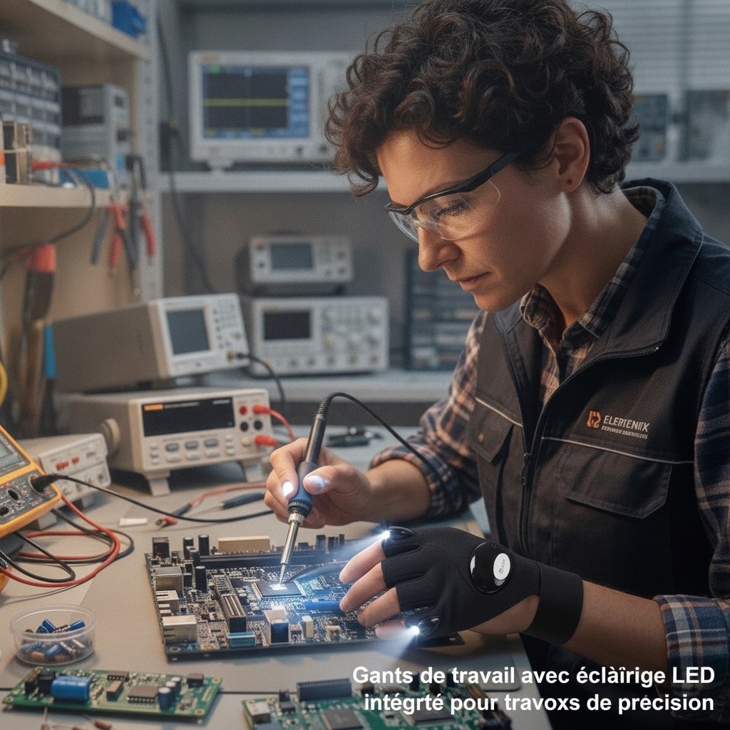 Gants de travail avec éclairage LED intégré pour travaux de précision(couleur et design aléatoire) - Marjane Mall - Image 4