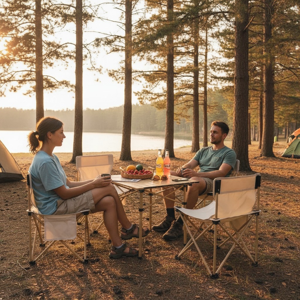 Ensemble de table et chaises pliantes pour camping - Mobilier extérieur portable (couleur et design aléatoire) - Marjane Mall - Image 4