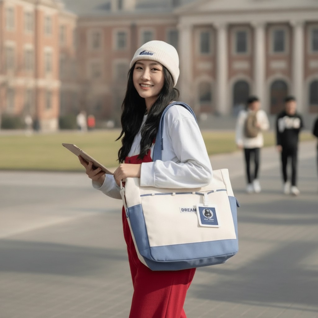 Sac Fourre-Tout "DREAM" - Cabas Décontracté Idéal pour les Étudiants et le Quotidien(couleur et design aléatoire) - Marjane Mall - Image 4