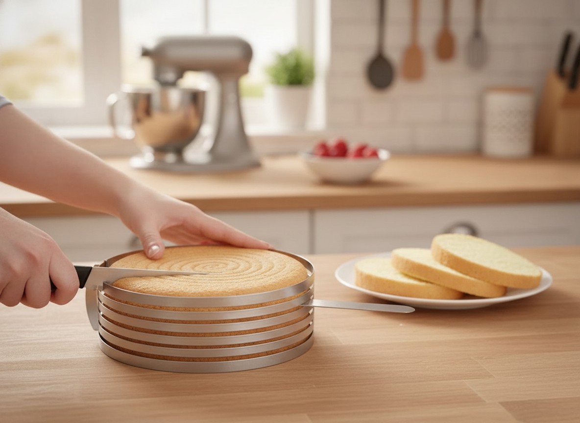 Moule à découper le gâteau réglable – Trancheuse précise en acier inoxydable(couleur et design aléatoire) - Marjane Mall - Image 3