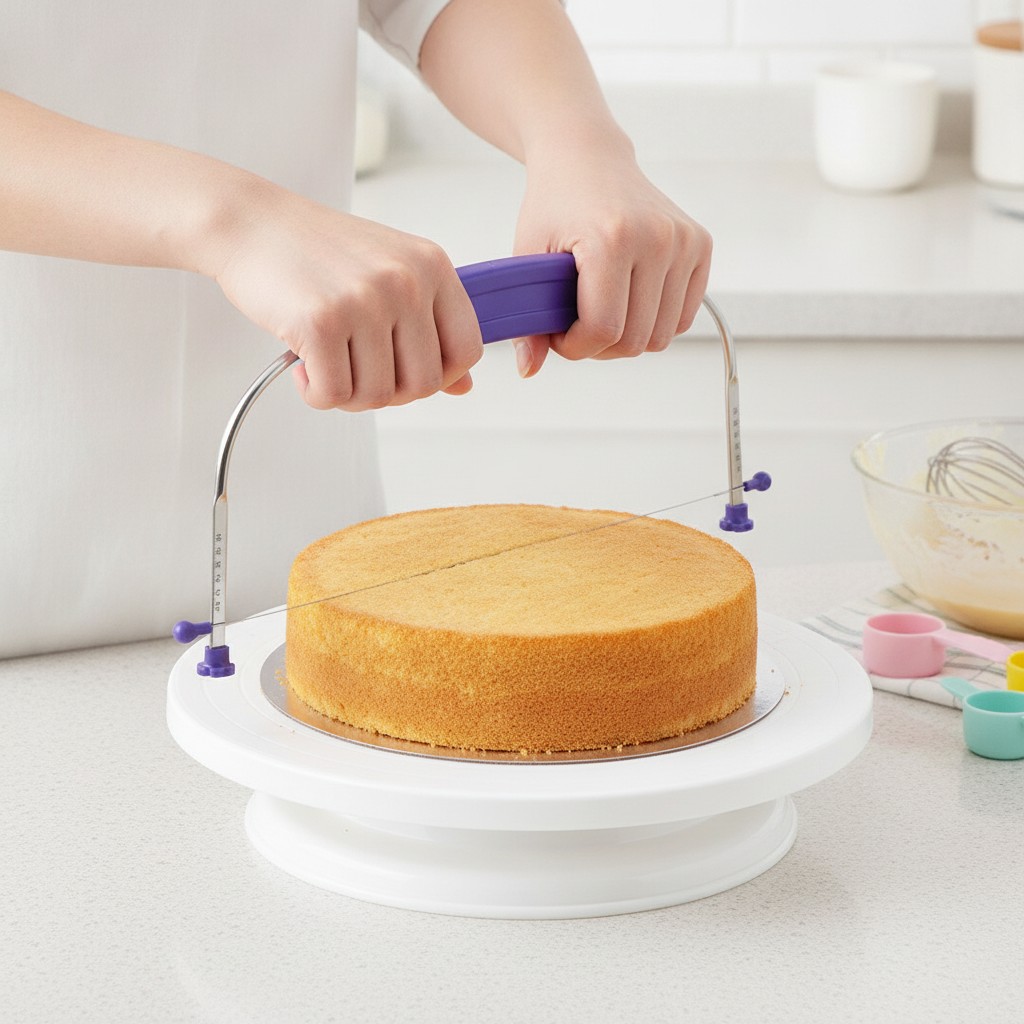 Coupe-gâteau réglable : outil de précision pour trancher vos génoises facilement(couleur et design aléatoire) - Marjane Mall - Image 4