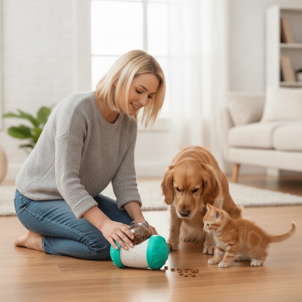 Jouet Distributeur De Friandises Pour Chiens Et Chats Rouleau Interactif(couleur et design aléatoire) - Marjane Mall - Image 4