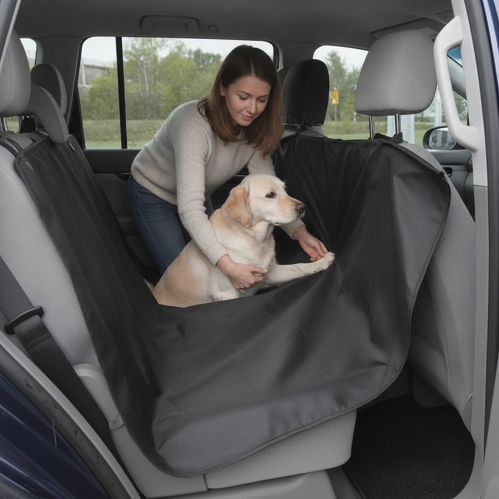 Housse de protection pour siège arrière de voiture : idéale pour vos trajets avec animaux(couleur et design aléatoire) - Marjane Mall - Image 4