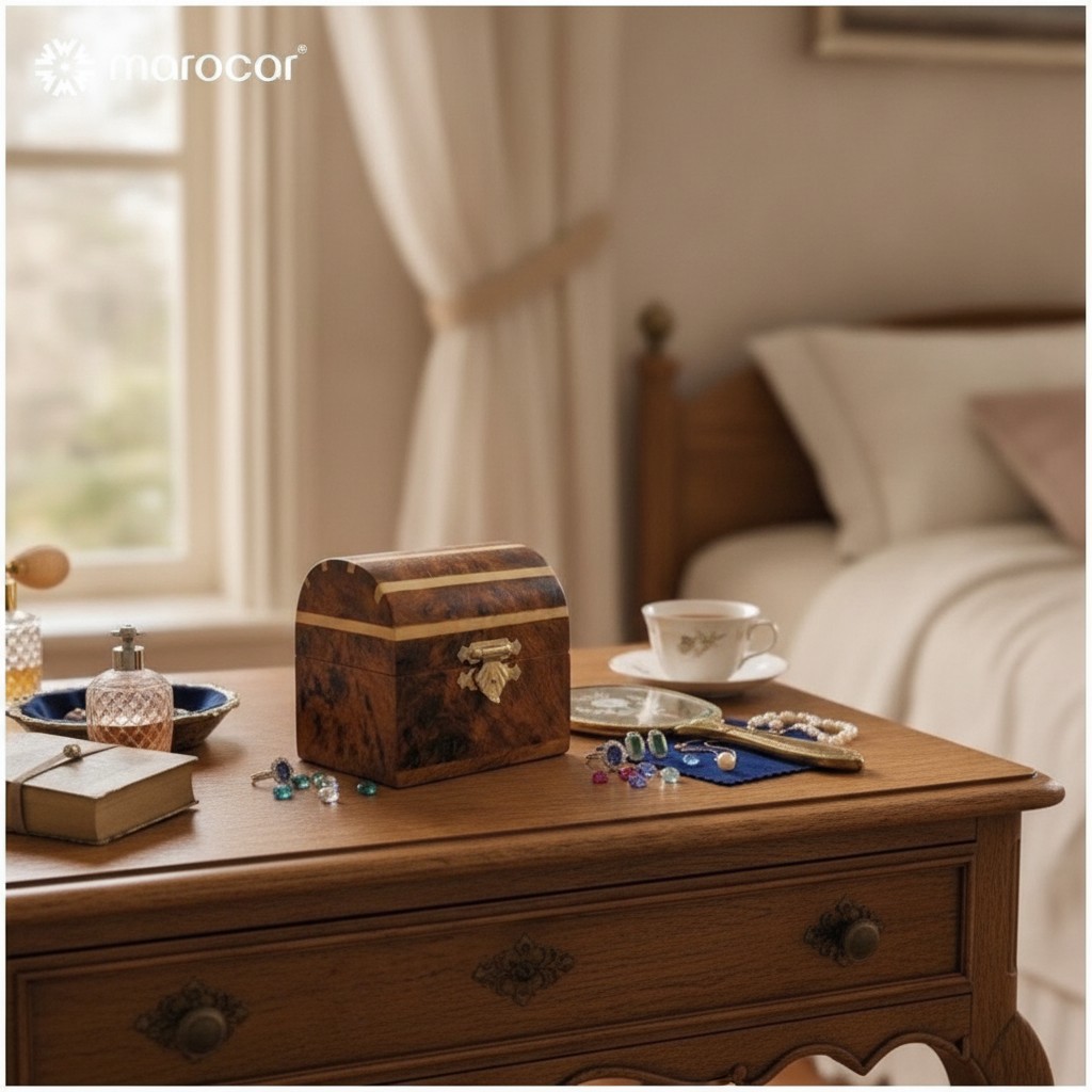 Coffret à bijoux en bois précieux – Écrin artisanal élégant pour vos accessoires(couleur et design aléatoire) - Marjane Mall - Image 3