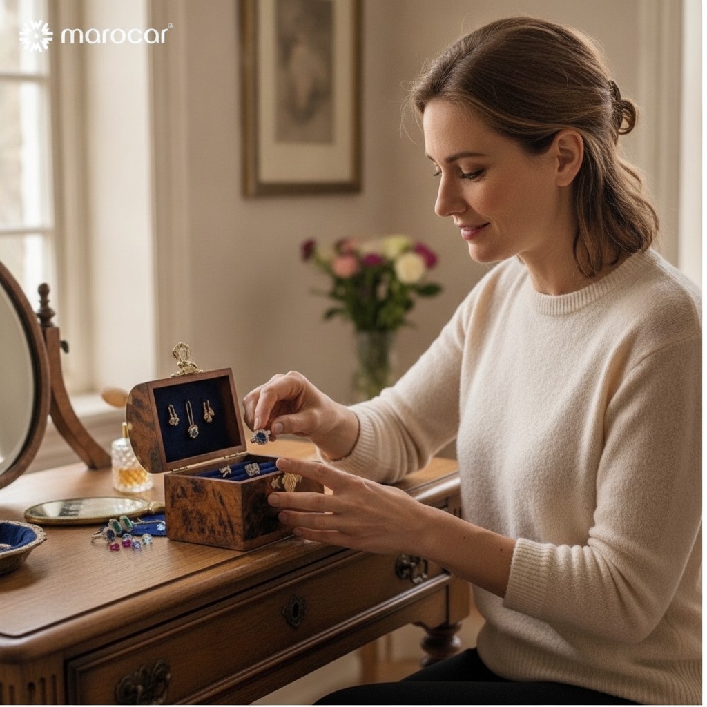 Coffret à bijoux en bois précieux – Écrin artisanal élégant pour vos accessoires(couleur et design aléatoire) - Marjane Mall - Image 4