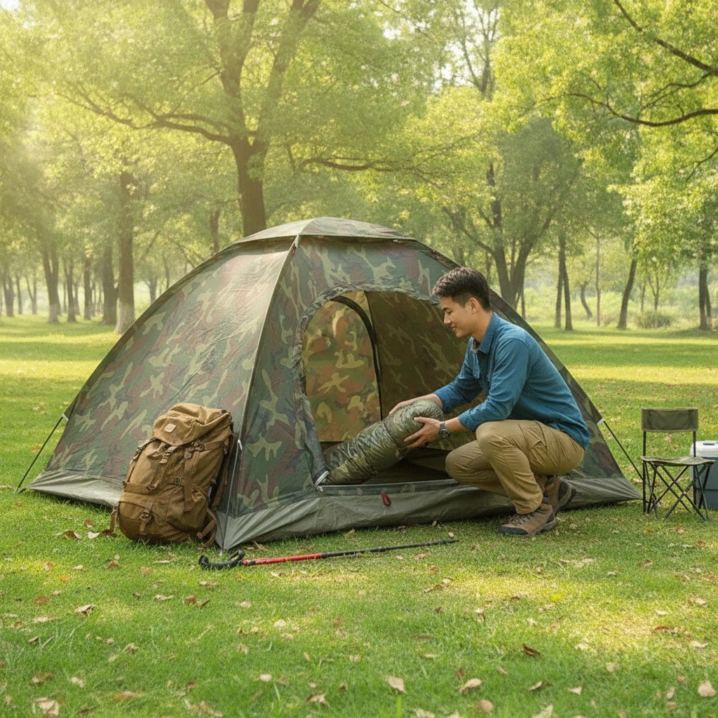 Tente de camping camouflage pour randonnée et activités de plein air (couleur et design aléatoire) - Marjane Mall - Image 4