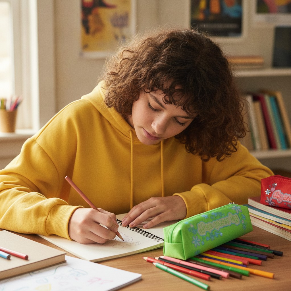 Trousse à Crayons Scolaire - Étui de Rangement pour Fournitures de Bureau(couleur et design aléatoire) - Marjane Mall - Image 4