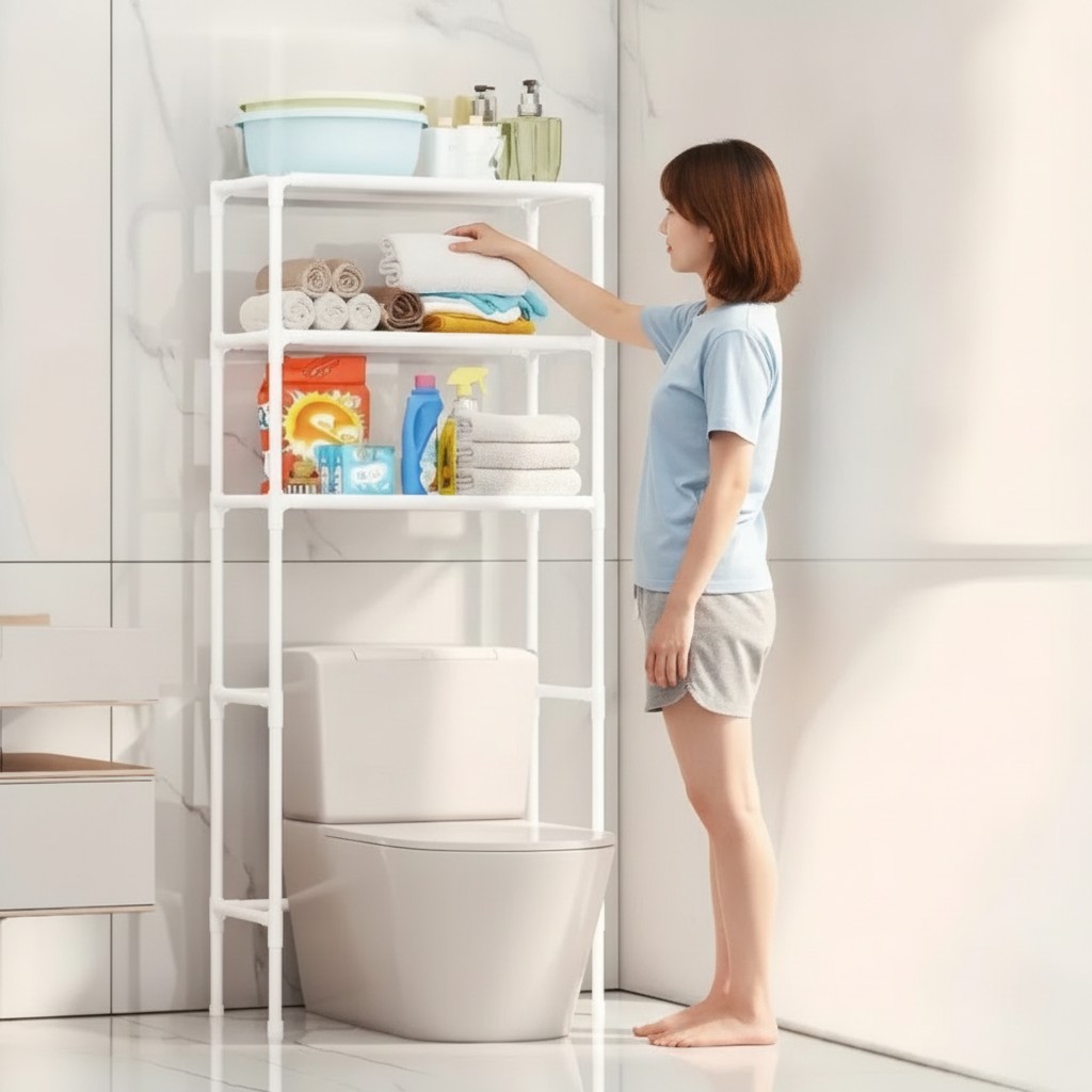 Étagère de Rangement pour Toilettes - Organisateur Gain de Place pour Salle de Bain(couleur et design aléatoire) - Marjane Mall - Image 4