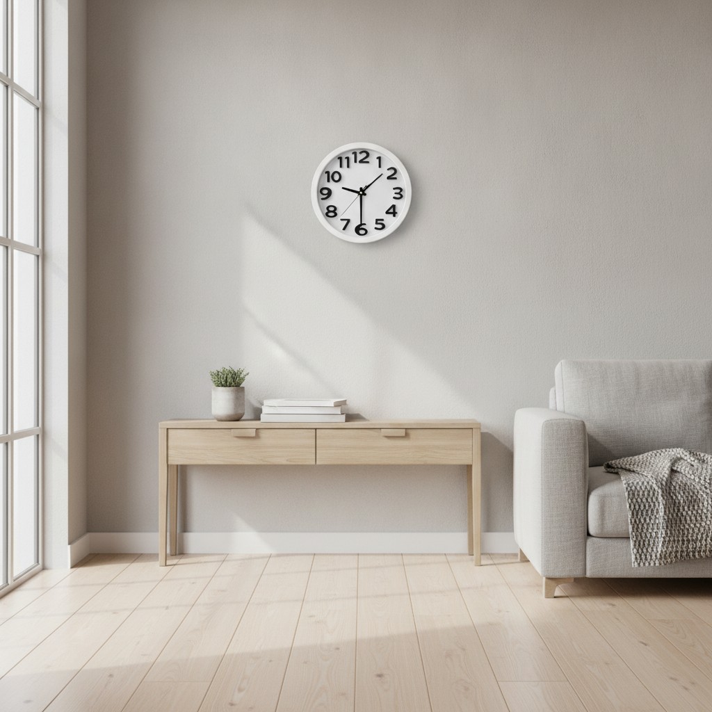 Horloge Murale Minimaliste – Design Épuré avec Grands Chiffres Noirs(couleur et design aléatoire) - Marjane Mall - Image 3