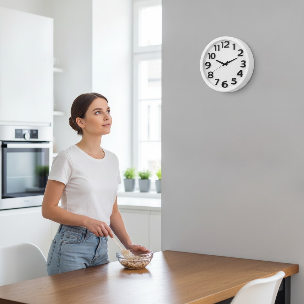 Horloge Murale Minimaliste – Design Épuré avec Grands Chiffres Noirs(couleur et design aléatoire) - Marjane Mall - Image 4