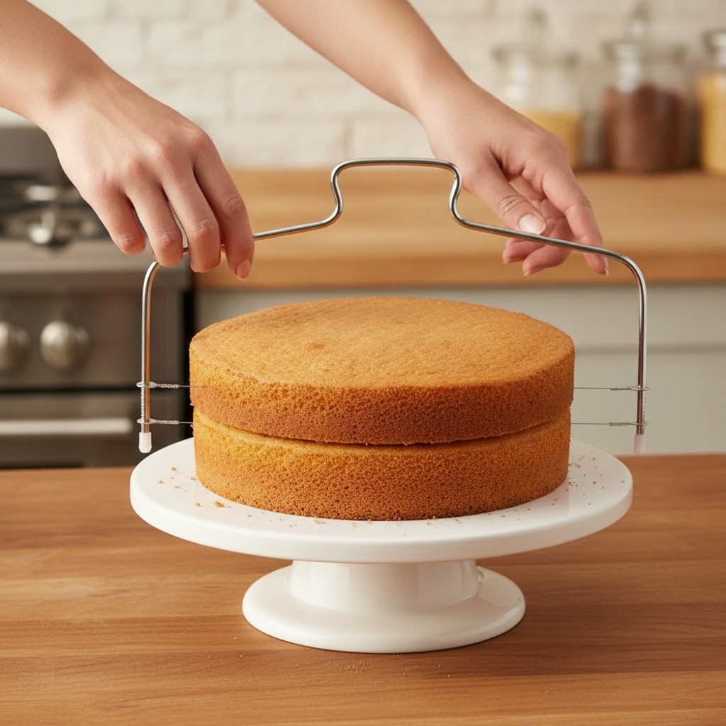 Coupe-gâteau réglable pour génoise et pâtisserie professionnelle(couleur et design aléatoire) - Marjane Mall - Image 4