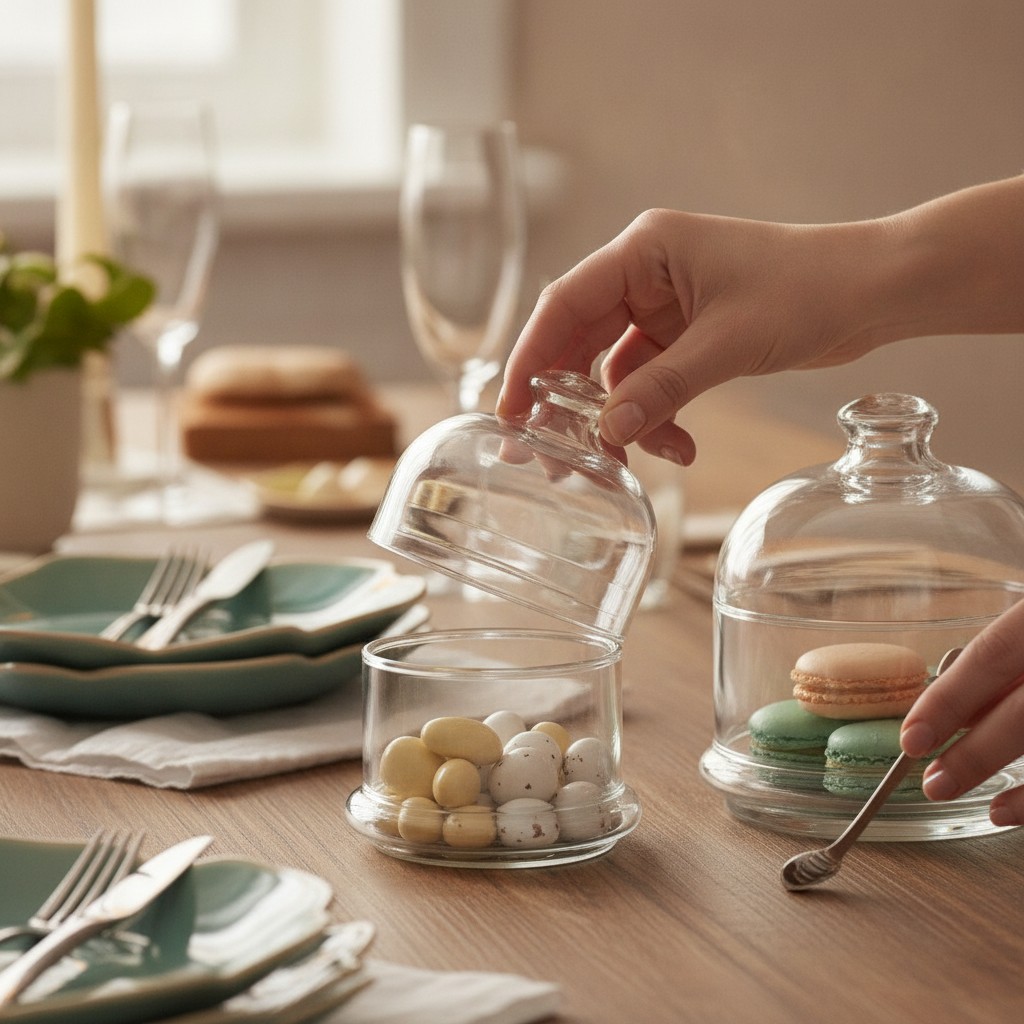 Mini Cloche en Verre avec Socle - Présentoir à Dragées et Mignardises pour Table de Fête(couleur et design aléatoire) - Marjane Mall - Image 4