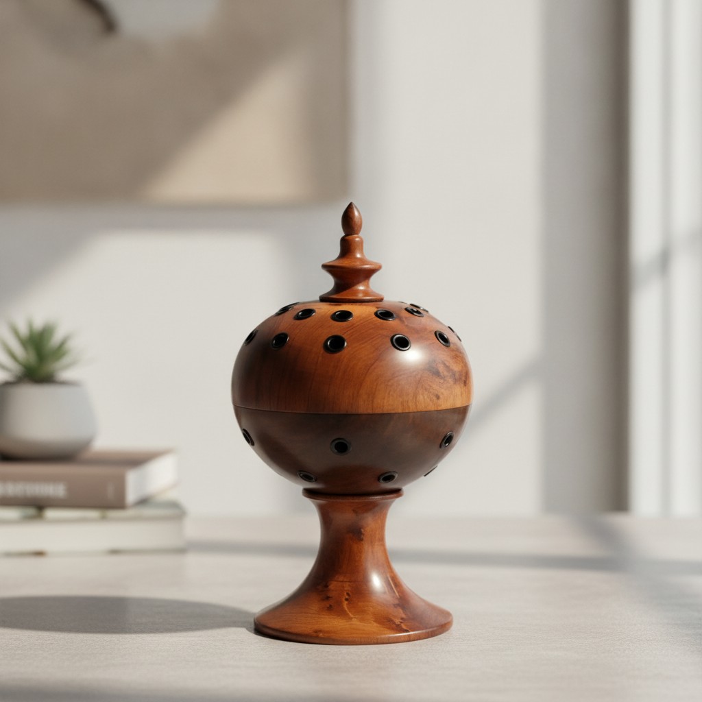 Encensoir Artisanal en Bois : Diffuseur d'encens au design traditionnel et élégant(couleur et design aléatoire) - Marjane Mall - Image 2