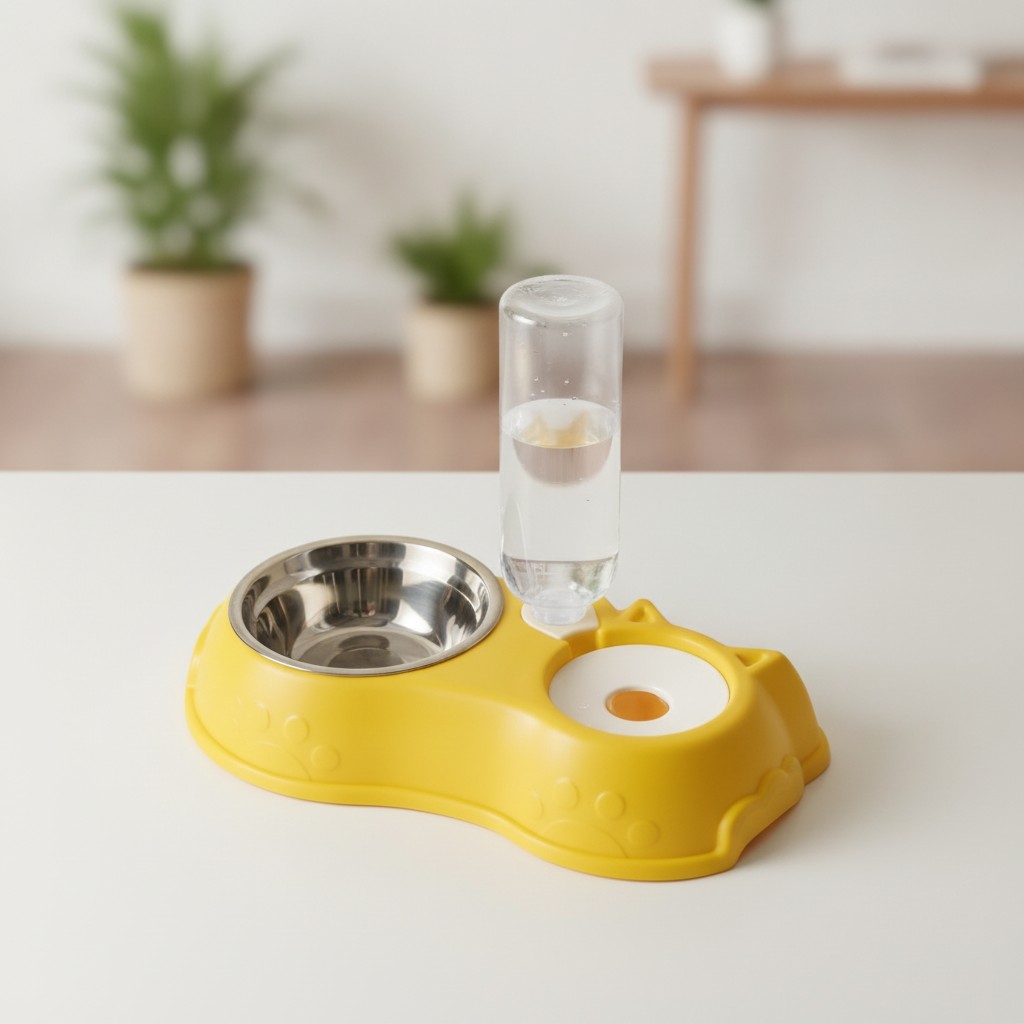 Distributeur d'eau et de nourriture pour animaux de compagnie 2-en-1(couleur et design aléatoire) - Marjane Mall - Image 2