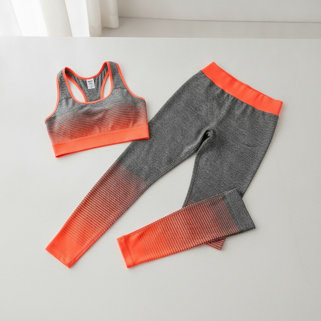 Ensemble de sport dégradé : Brassière et legging haute performance(couleur et design aléatoire) - Marjane Mall - Image 2