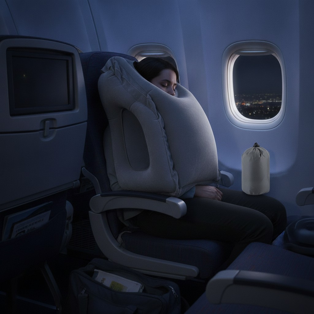Coussin de voyage gonflable pour un confort optimal en avion et voiture(couleur et design aléatoire) - Marjane Mall - Image 3