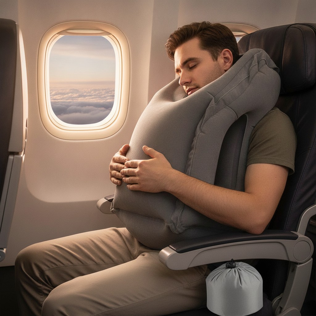 Coussin de voyage gonflable pour un confort optimal en avion et voiture(couleur et design aléatoire) - Marjane Mall - Image 4