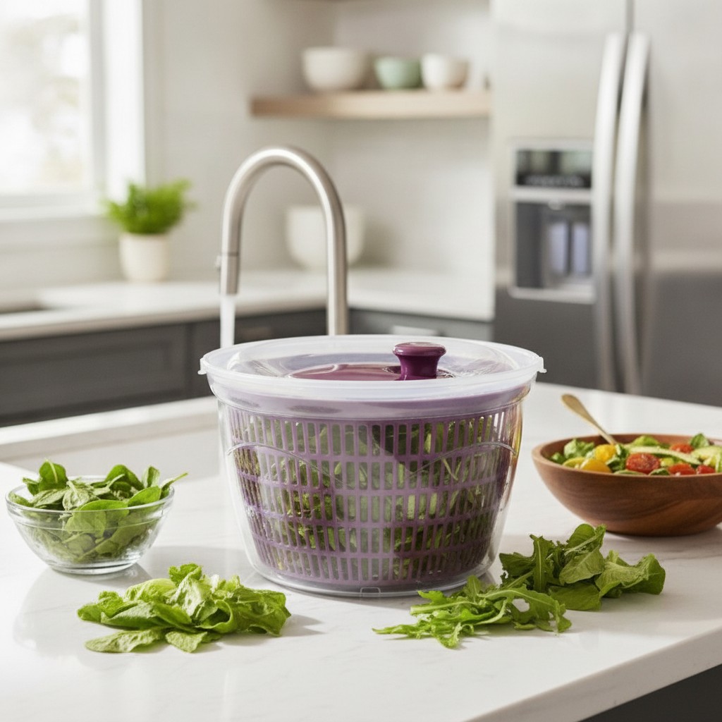 Essoreuse à salade manuelle – Pour des feuilles de salade parfaitement sèches et croquantes(couleur et design aléatoire) - Marjane Mall - Image 3