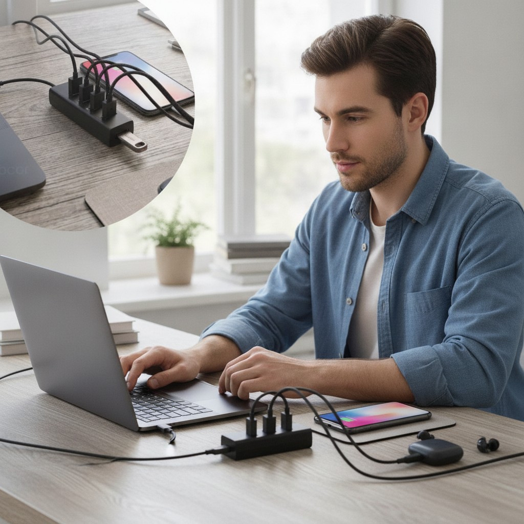 Hub USB multiport : l'accessoire indispensable pour connecter tous vos périphériques simultanément(couleur et design aléatoire) - Marjane Mall - Image 4