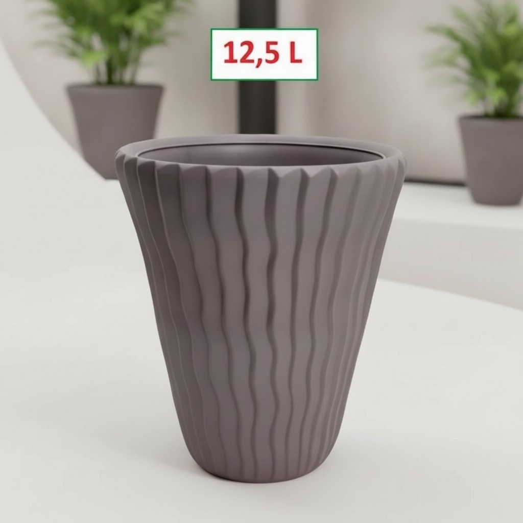 Pot de fleurs design texturé de 12,5 L pour intérieur et extérieur(couleur et design aléatoire) - Marjane Mall - Image 2