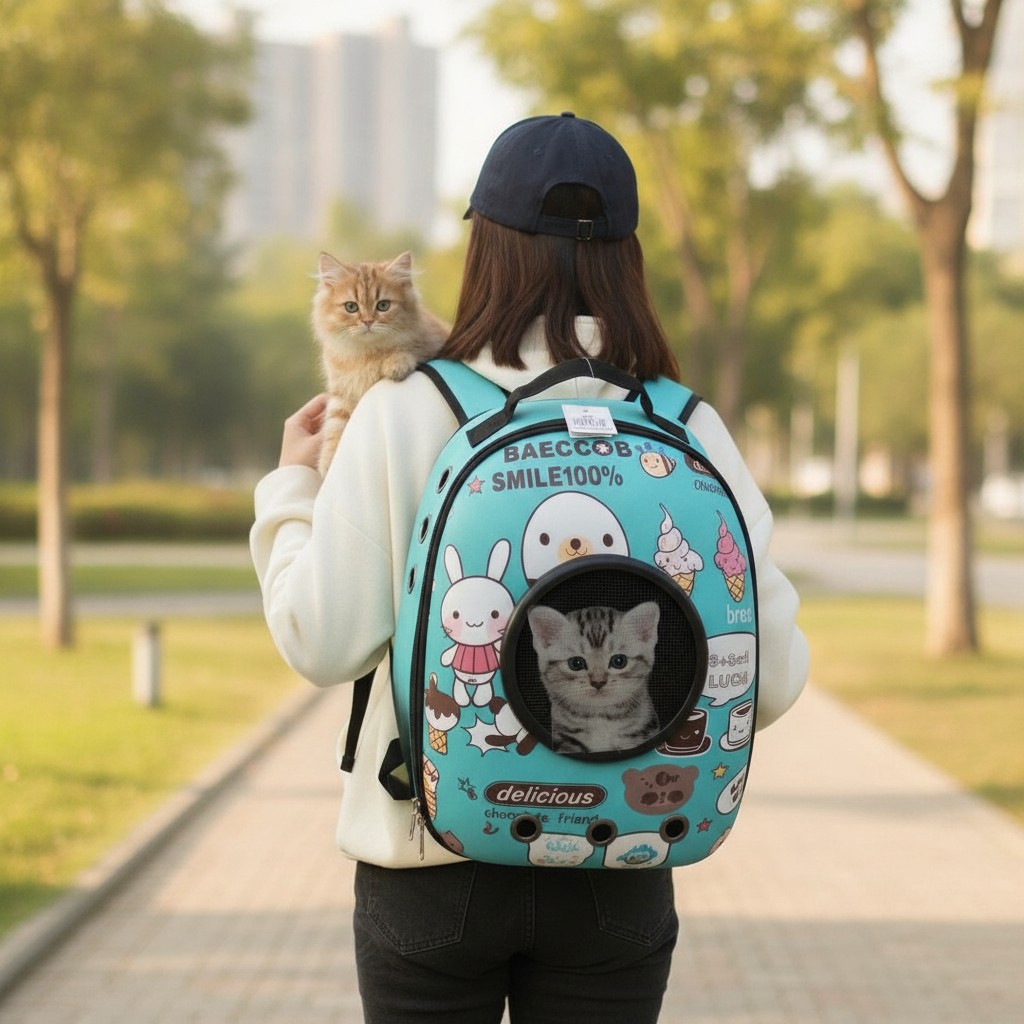Sac à Dos Transport pour Chat avec Hublot Panoramique(couleur et design aléatoire) - Marjane Mall - Image 4