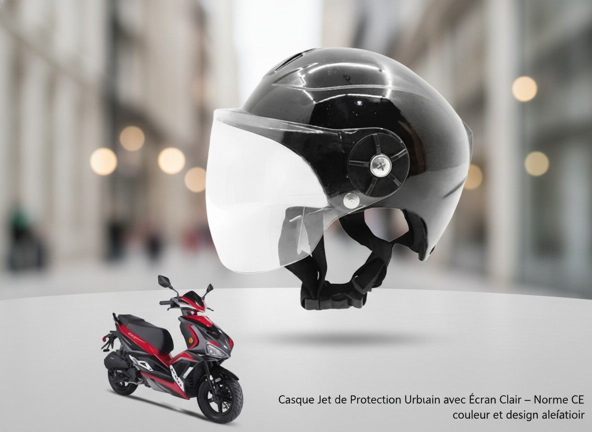 Casque Jet de Protection Urbain avec Écran Clair – Norme CE (couleur et design aléatoire) - Marjane Mall - Image 2